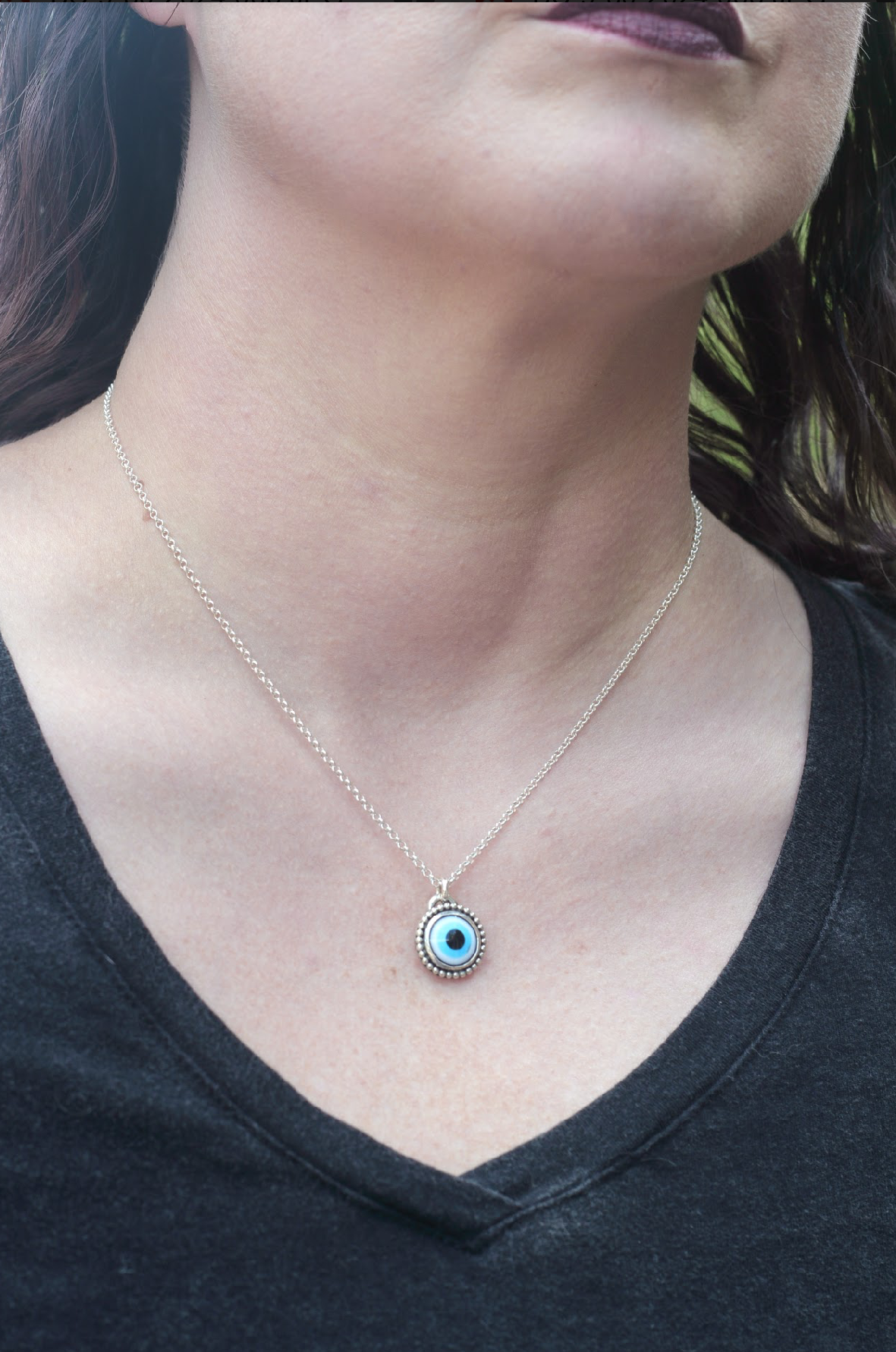 🧿Nazar🧿 Hand crafted sterling silver Evil eye protection layering amulet MTO necklace ~