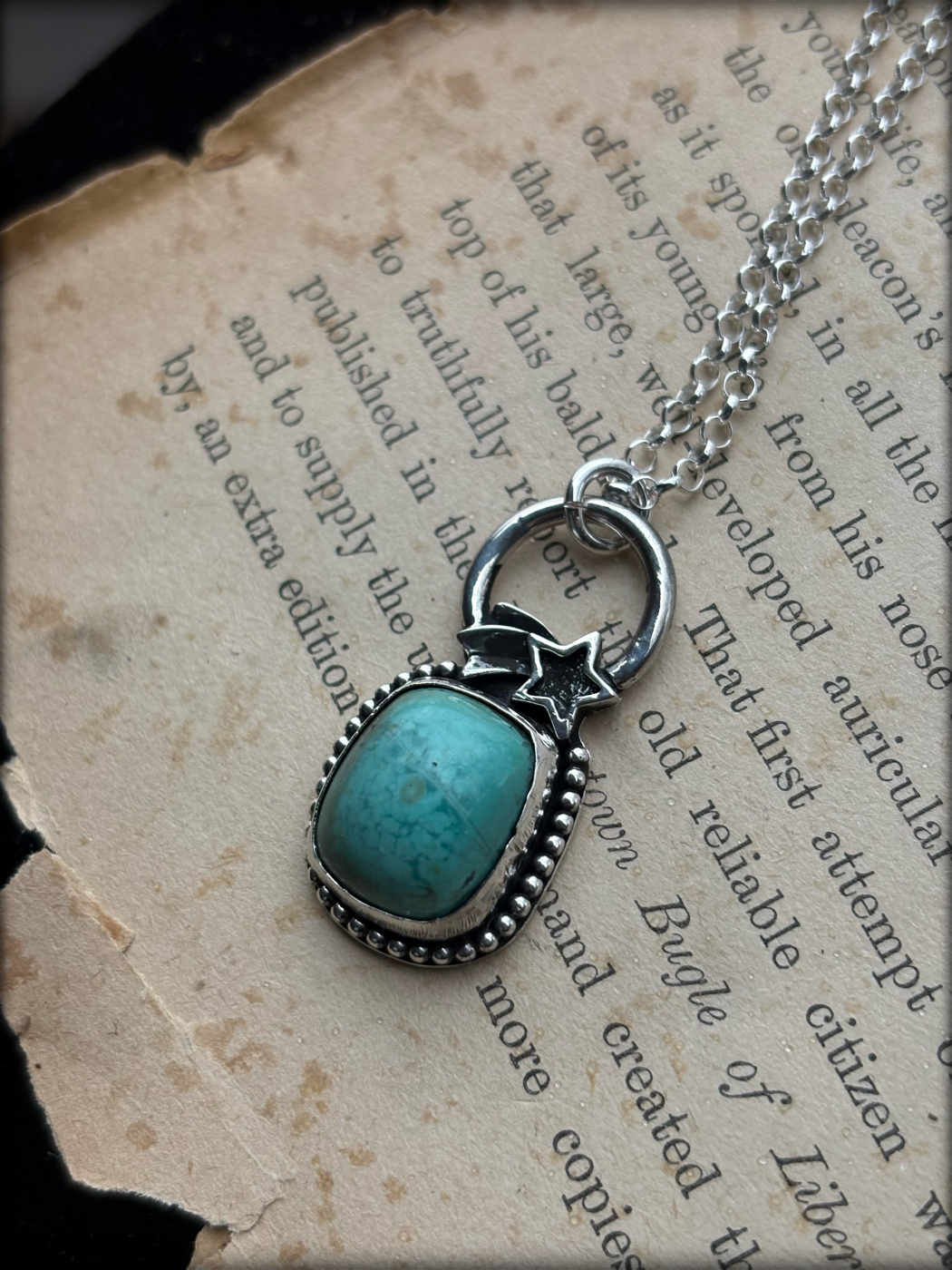 Hand crafted sterling @ fine silver Turquoise shooting star layering necklace ~