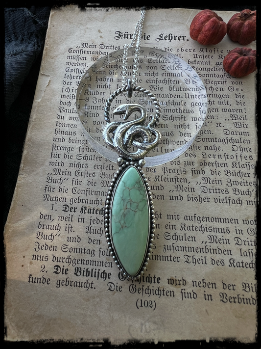 Snake Oil~ handcrafted sterling and find silver turquoise snake necklace~