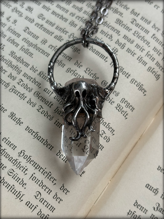 Lovecraft~Clear quartz sea creature crystal necklace~