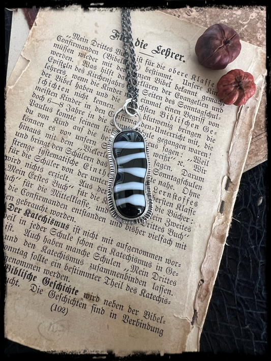 Sandworm~ Handcrafted, Sterling and fine silver artisan blown glass sandworm necklace ~